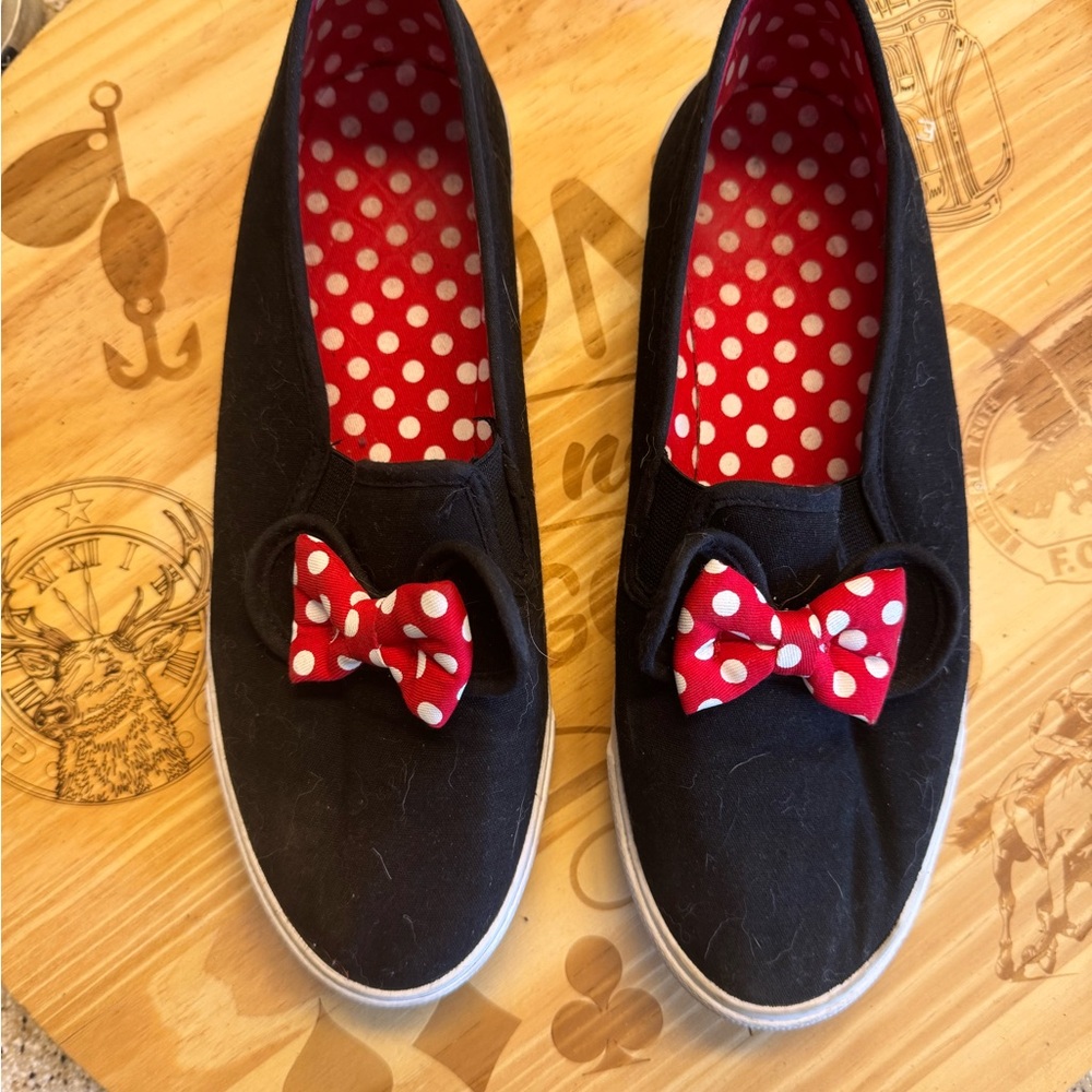 Disney Black Sneakers with Red Bow